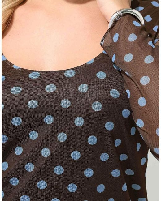 Yours Clothing Black Polka Dot Long Sleeve Top