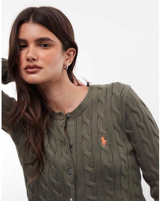 Polo Ralph Lauren Multicolor Icon Logo Cotton Cable Knit Cardigan