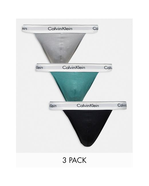 Calvin Klein – modern cotton – 3er-pack stretch-tangas in Multicolor für Herren