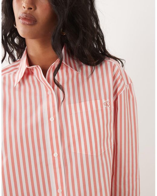 Calvin Klein Pink Cotton Poplin Cropped Shirt