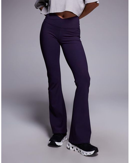 4505 Blue Petite Micro Rib Wrap Waist Slim Kick Yoga Legging