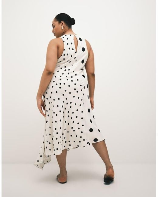 ASOS White Asos Design Curve Racer Midi Dress With Asymmetric Hem