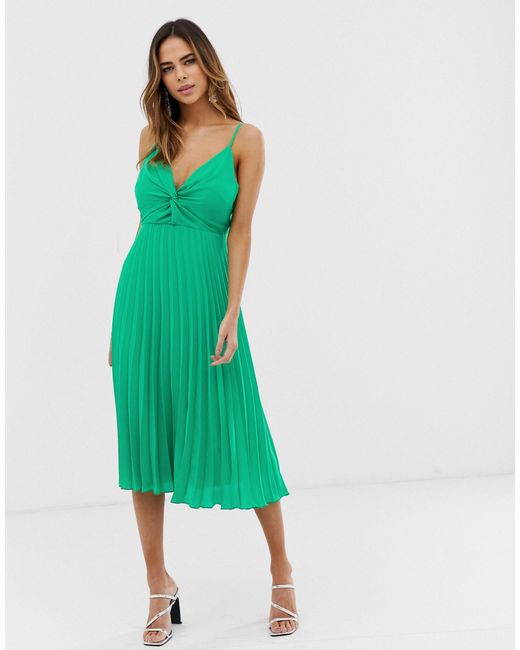 green cami midi dress