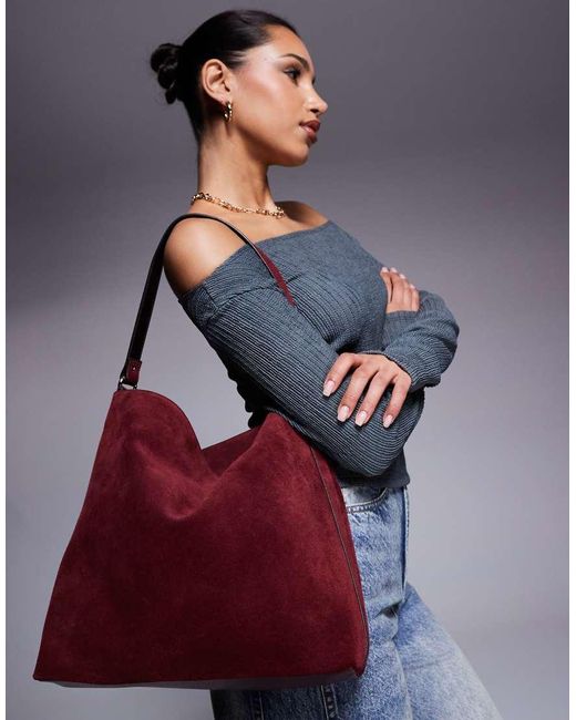 ASOS Red Suede Tote Bag