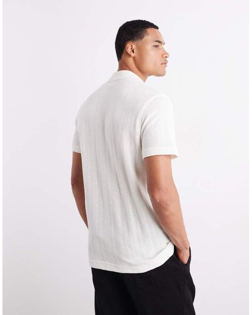 Polo De Punto De Mezcla De Algodón De -Neutro Mango de hombre de color White