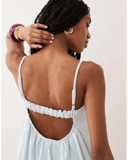 ASOS Natural Cami Mini Bubble Dress With Open Back