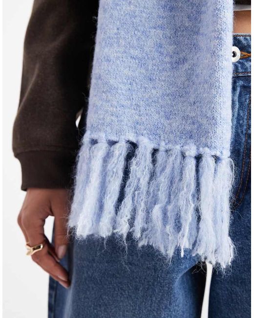 Native Youth Blue Soft Tassel Hood Scarf