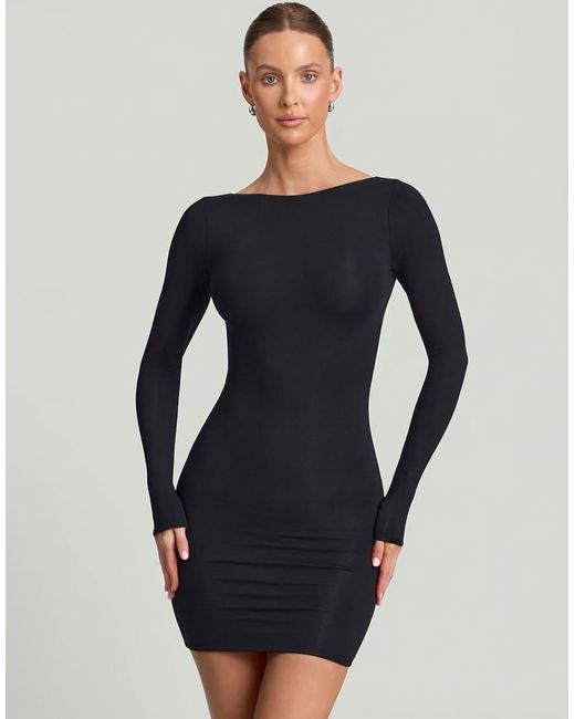 Oh Polly Blue Modal Blend Seamless Long Sleeve Midi Dress
