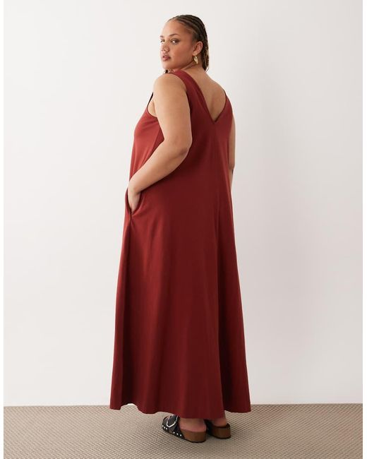ASOS Red Asos Design Curve Trapeze Maxi Dress