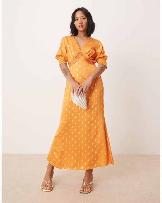 Never Fully Dressed Petite May Gold Fleck Maxi Dress in Orange | Lyst Never Fully Dressed Petite May Gold Fleck Maxi Dress in Orange | Lyst