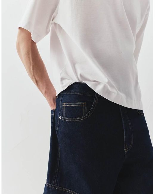 Pull&Bear White Baggy Cargo Jeans for men