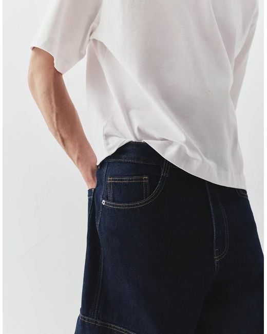 Pull&Bear White Baggy Cargo Jeans for men