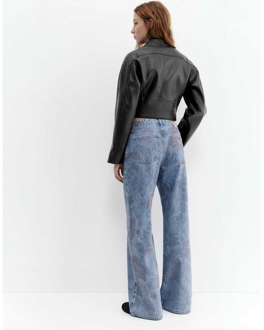 Pull&Bear Blue Faux Leather Biker Jacket