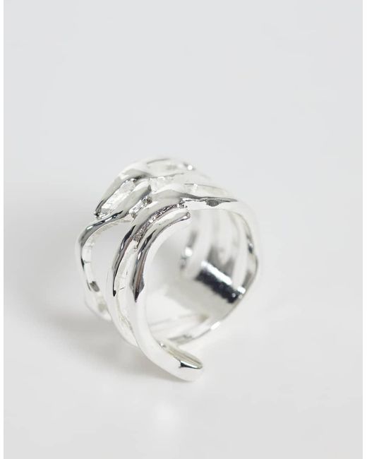 Reclaimed Vintage White Unisex Molten Metal Rings 2 Pack