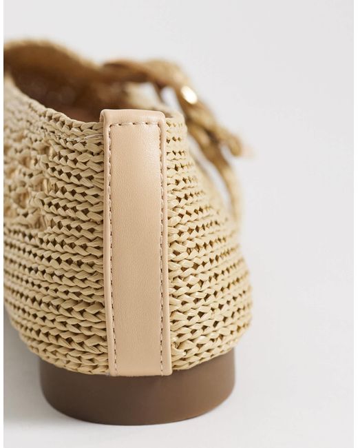 SEQWL Wide Fit Woven Ballet Flat With Buckle Detail in Natural | Lyst