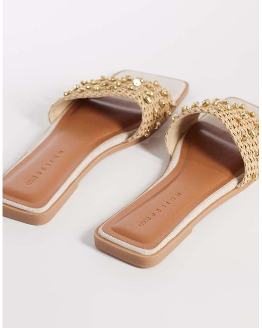 ASOS White Frida Flat Sandals With Coloured Beads-neutral