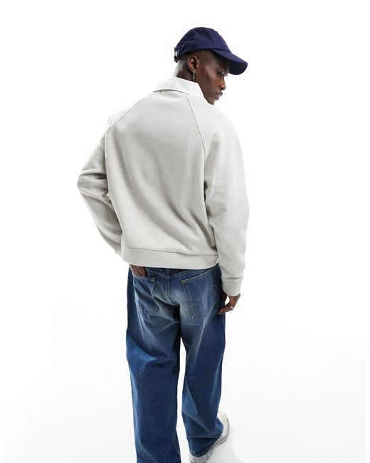 ASOS White Heavyweight Oversized Boxy Polo Sweatshirt for men