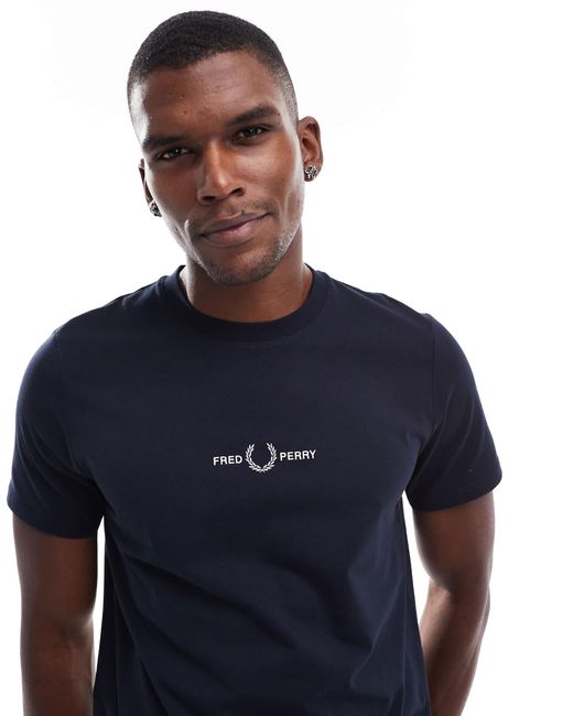 Fred Perry Blue Embroidered Logo T-shirt for men