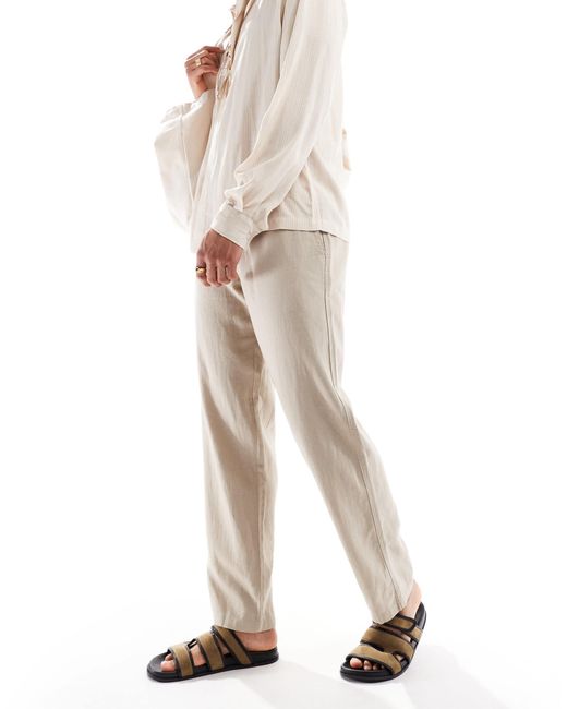 Threadbare Natural Linen Mix Relaxed Pants for men