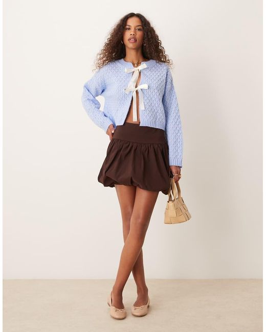 Miss Selfridge Blue Bubble Hem Mini Skirt