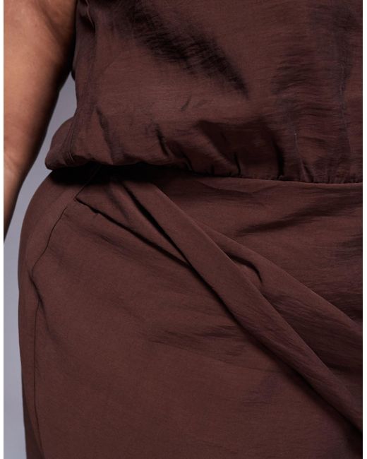 ASOS Brown Asos Design Curve High Neck Wrap Maxi Dress