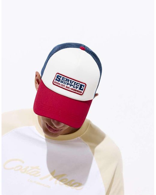 Pull&Bear Pink Service Supply Trucker Cap for men