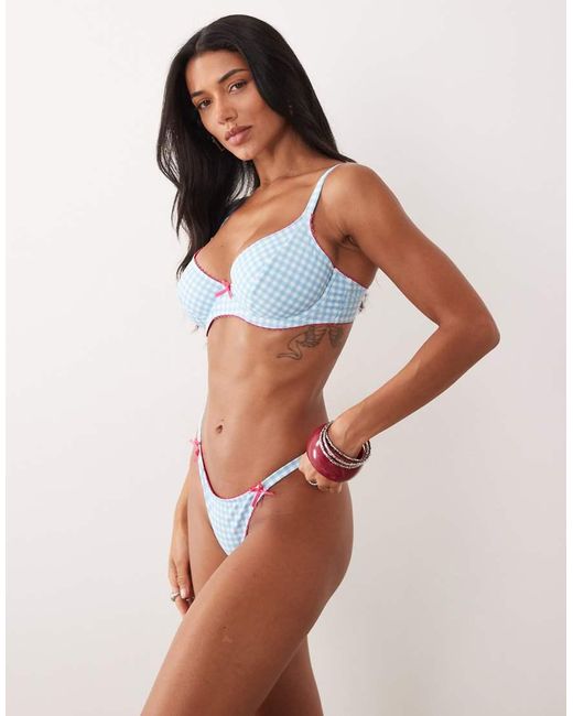 Peek & Beau Blue Underwire Bikini Top With Trim Detail