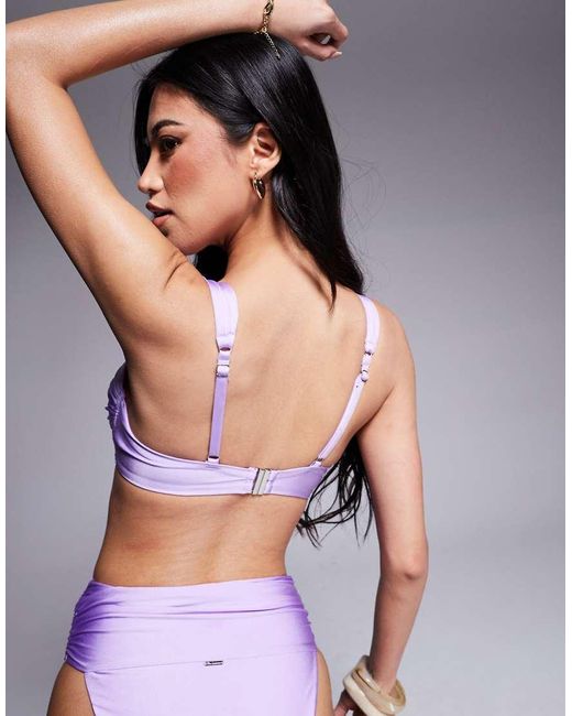 Boux Avenue Purple Ruched Balconette Underwire Bikini Top