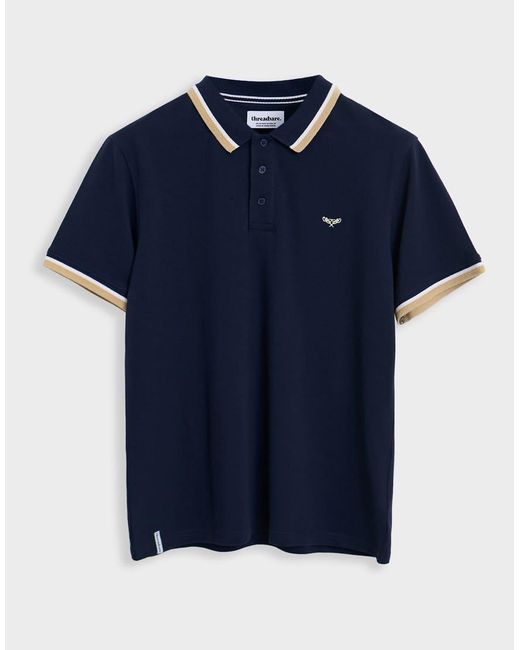 Threadbare Blue 3-Pack Herringbone Tipping Pique Polo Shirts for men