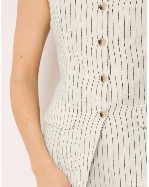 Long Tall Sally Natural Pinstripe Waistcoat