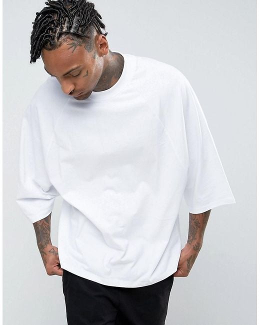 ASOS Super Oversized T-shirt With Wide Batwing Raglan Short Sleeves In  White for Men | Lyst Australia