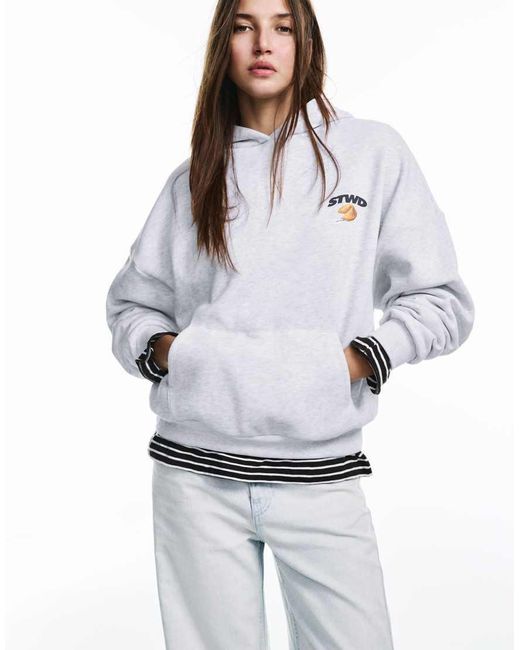 Pull&Bear White Biscuit Graphic Hoodie