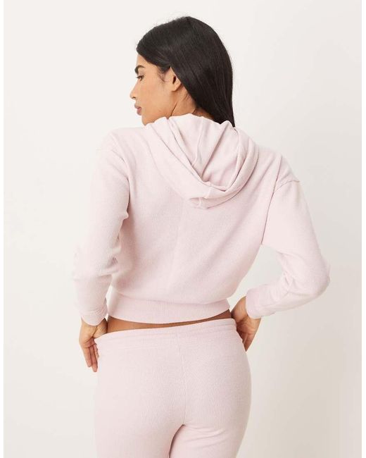 Hollister Pink Gilly Hicks Full Zip Waffle Hoodie Co-Ord