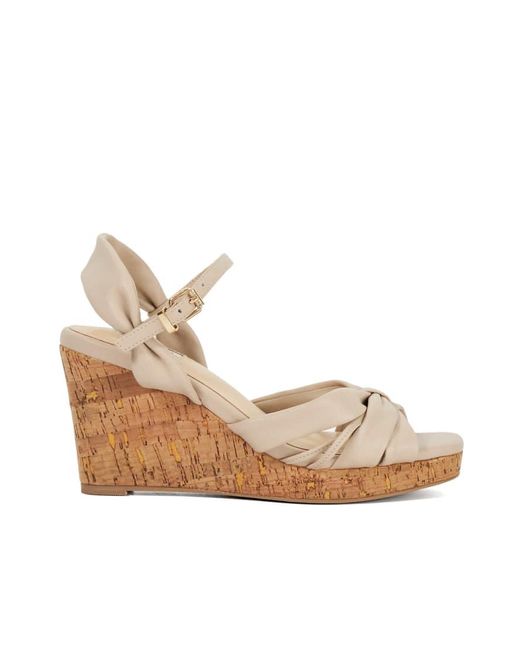 Dune Natural Kander Wedged Sandal