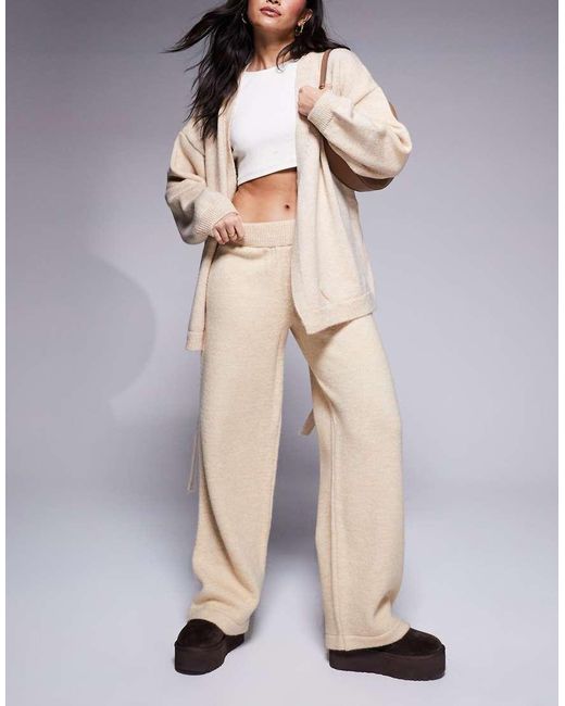 ASOS Natural Wrap Tie Front Knitted Cardigan Co Ord