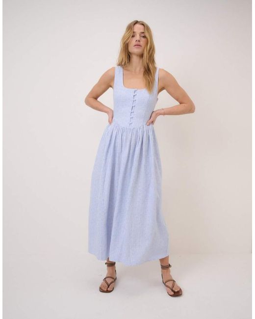 Nobody's Child Blue Pinstripe Cora Midi Dress