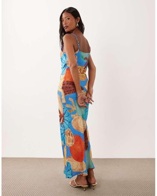 Never Fully Dressed Blue Petite Patti Satin Cami Bias Maxi Dress