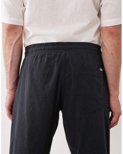 JJ Rebel Blue Drawstring Linen Mix Trouser for men