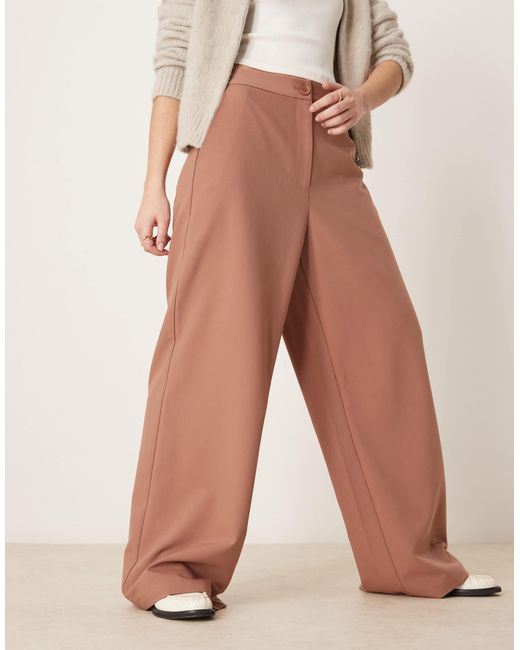 ASOS Natural Tailored Relaxed Straight Leg Trousers