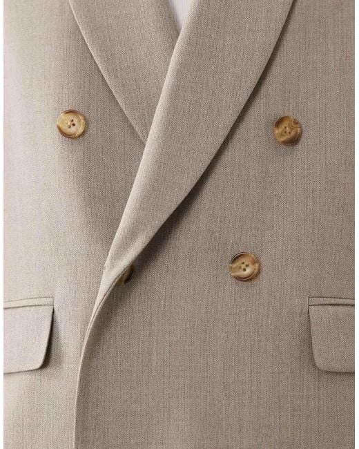 ASOS Natural Double Breasted Boxy Shawl Wrap Suit Jacket for men