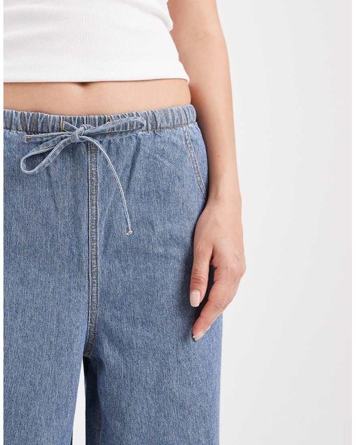 Object Blue Tie Waist Wide Leg Jeans