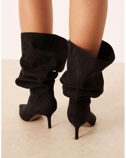 ASOS Black Curve Cydney Slouch Pull On Knee Boots