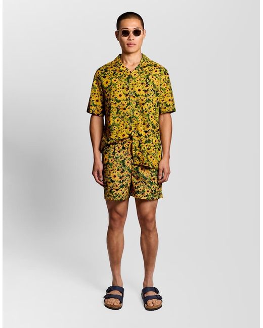 Lyle & Scott Green Floral Graphic Resort Shirt for men