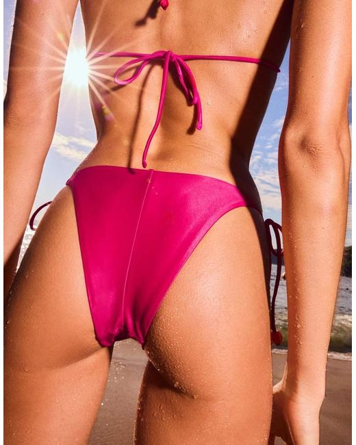 Bershka Red Satin Bikini Briefs
