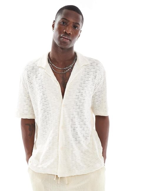 Bershka – strick-hemd in White für Herren