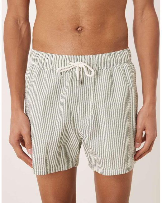 ASOS White Seersucker Swim Shorts for men