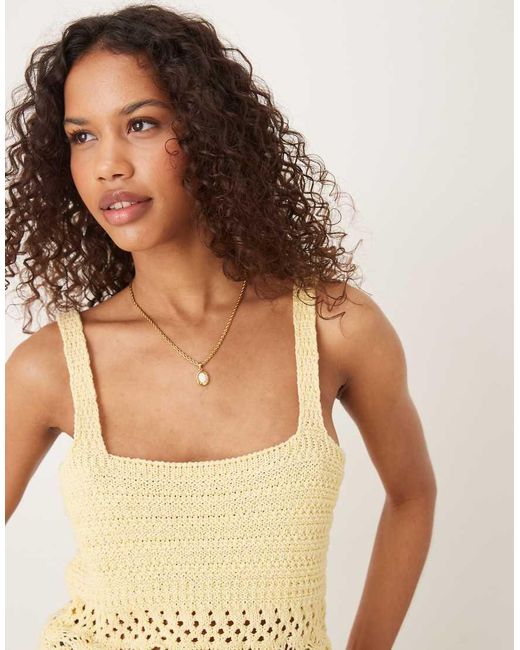 ASOS Blue Knitted Crochet Top With Fringing