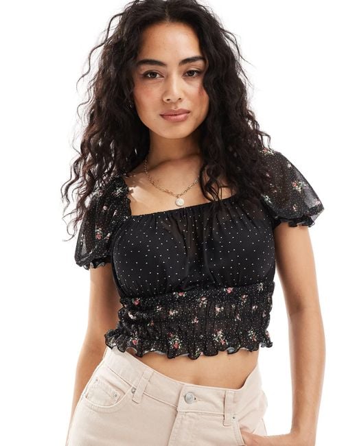 Vero Moda Black Mixed Print Chiffon Top