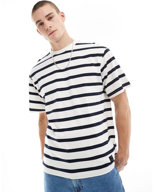 Pull&Bear Blue Striped Short Sleeve T-shirt for men