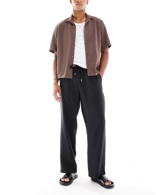 ASOS Blue Wide Leg Pants With Elastic Waistband for men